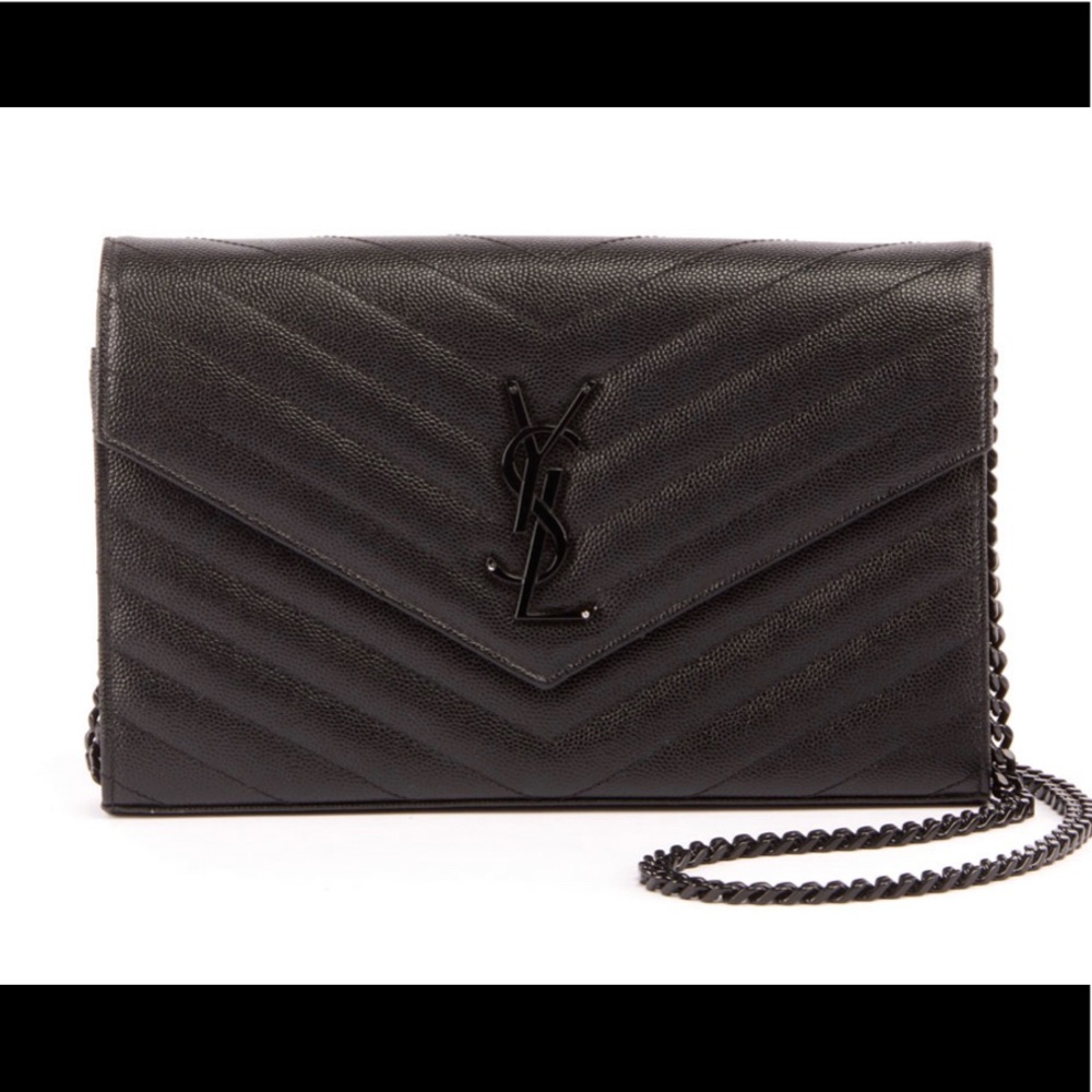 Monogram YSL Small Matelasse Envelope Chain Wallet